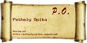 Pethely Opika névjegykártya